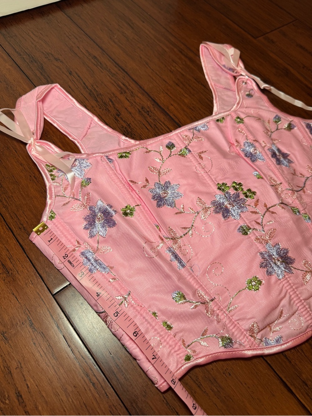 NWOT Pink Embroidered Corset Tank Top Women’s Medium - Picture 8 of 16